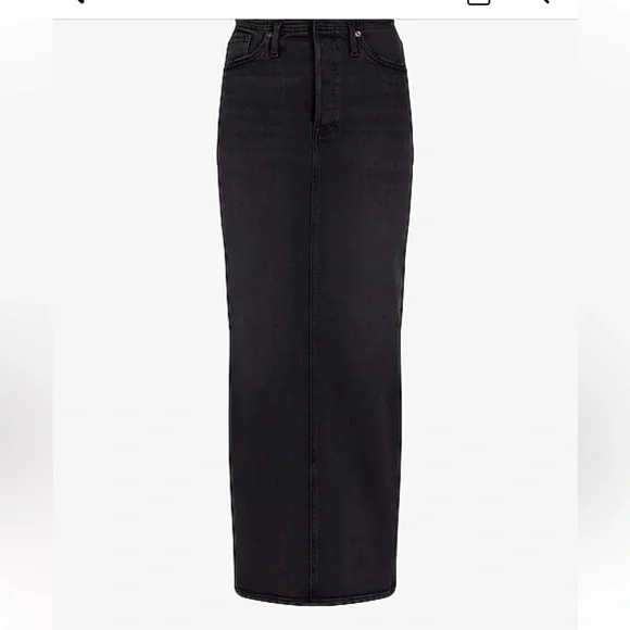 Raw hem waist - high Waisted Black Denim Maxi Skirt with Back Slit - Size 2 NWT​ - Picture 12 of 15